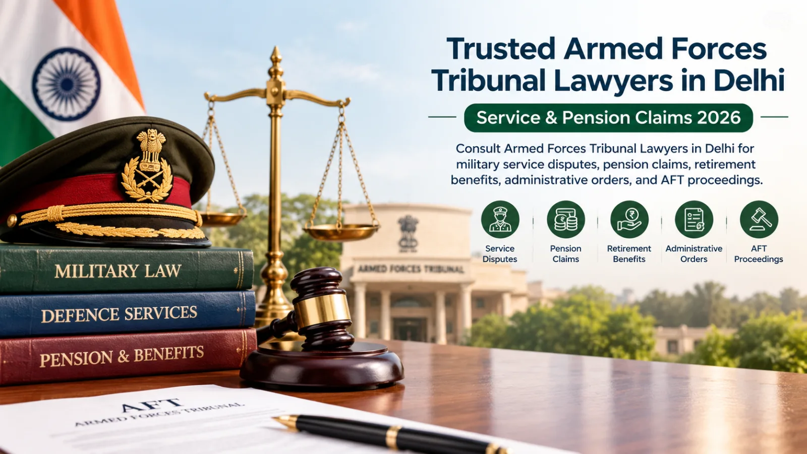 Armed Forces Tribunal Lawyers in Delhi for Service Rights, Pension Disputes & Military Legal Matters