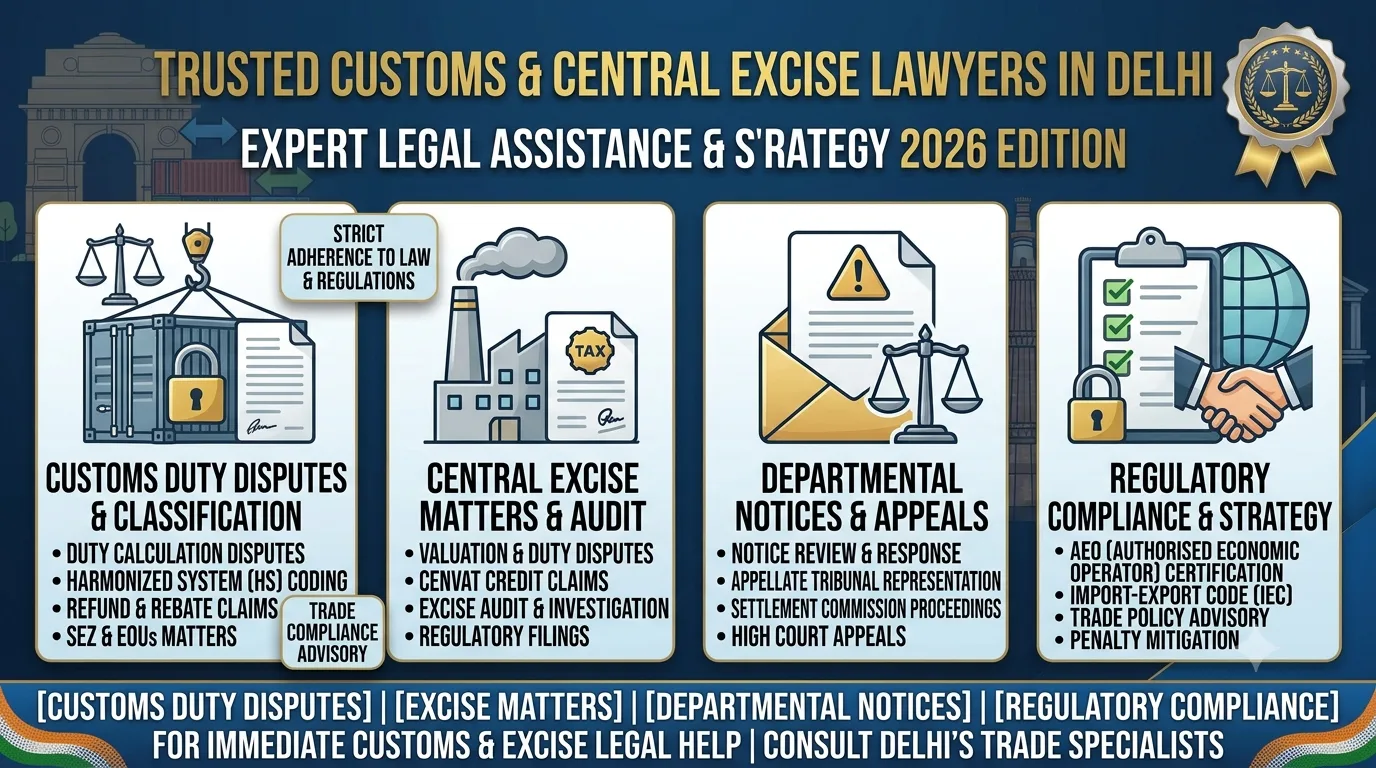 Customs & Central Excise Lawyers in Delhi for Tax Disputes, Compliance & Appeals